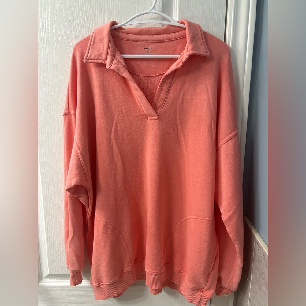 AERIE HAPPY HENLEY EVERYDAY POLO SWEATSHIRT - Picture 3 of 3